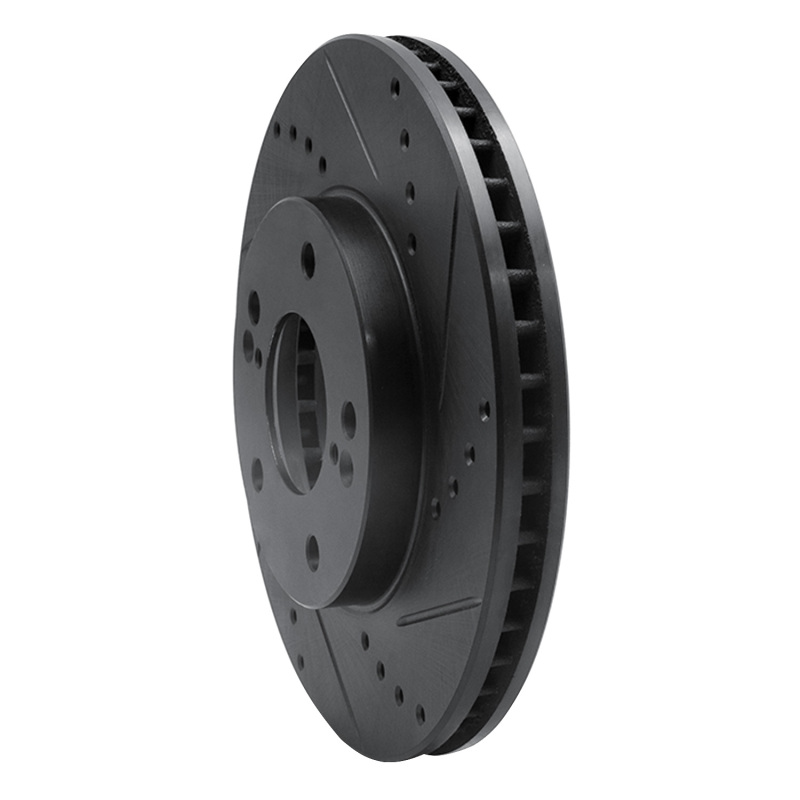 Hyundai XG350 Brake Rotor (1) - Front Right - R1 Concepts - Drilled & Slotted - Black - `01-`03